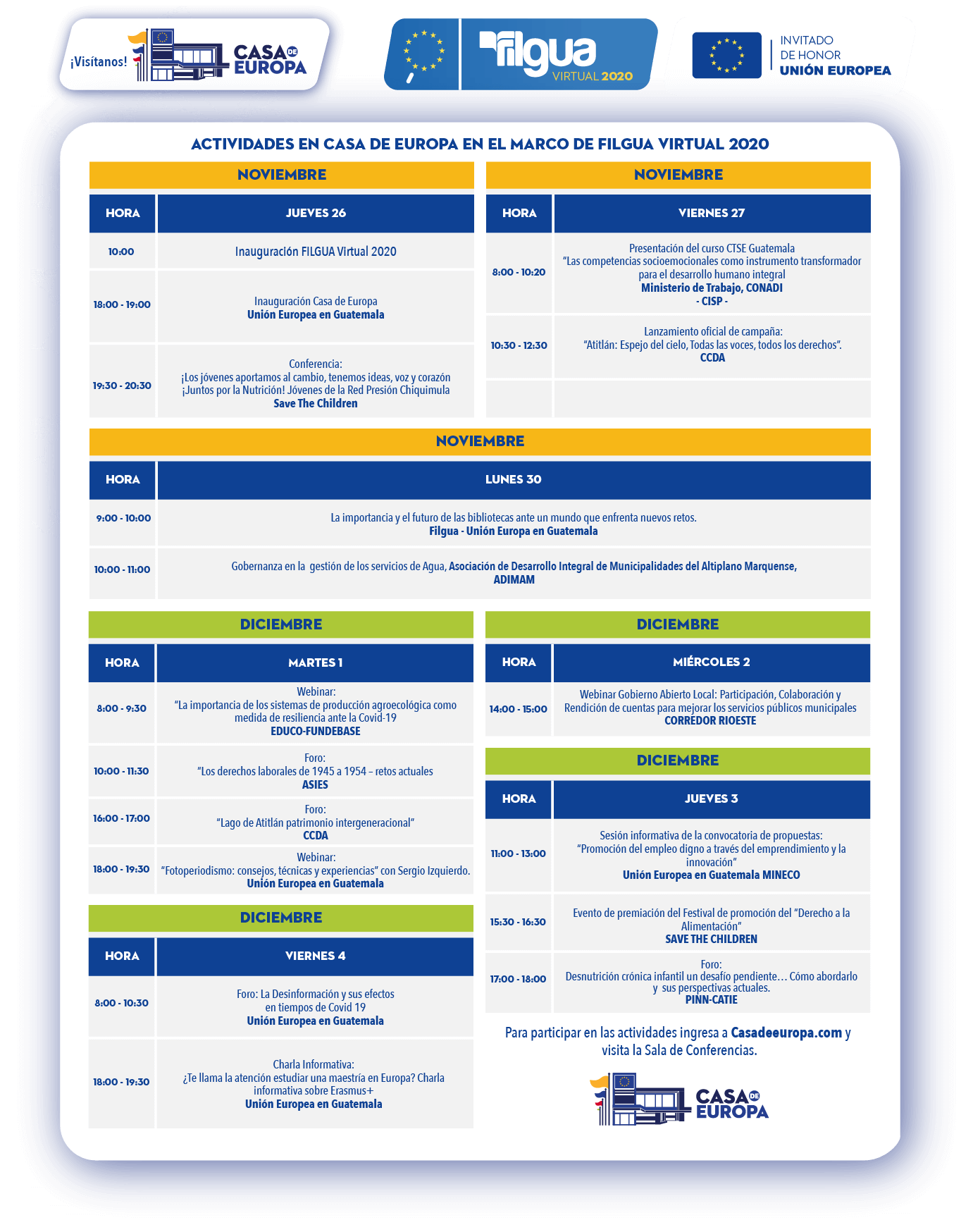 Calendario de Actividades UE